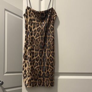 Leopard Print Sequin Dress